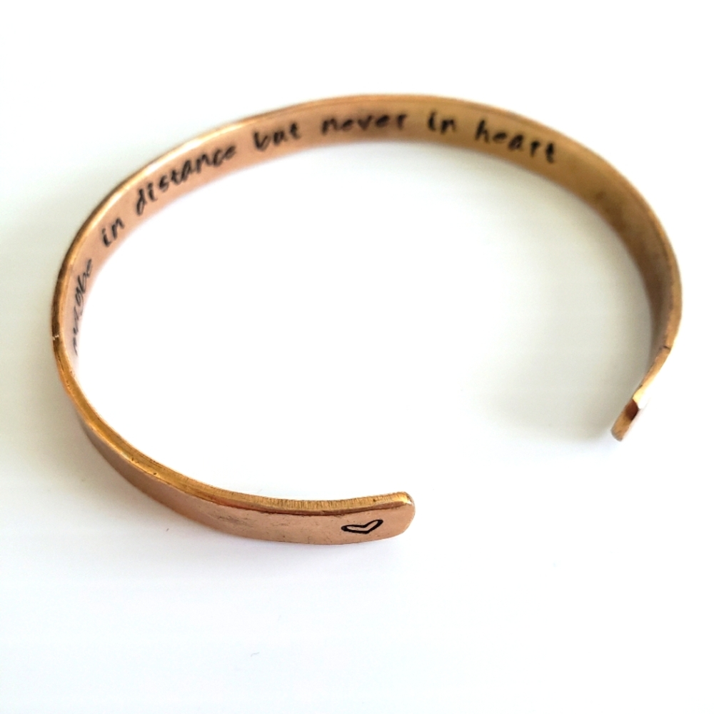 Heart Engraved Gold Cuff Bracelet
